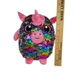 Shimmeez Maggie Unicorn Rainbow Reversible Sequin Plush Beverly Hills Teddy Bear
